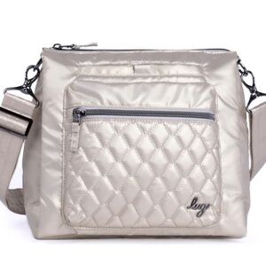 Lug Wander Metallic Champagne quilted crossbody purse
